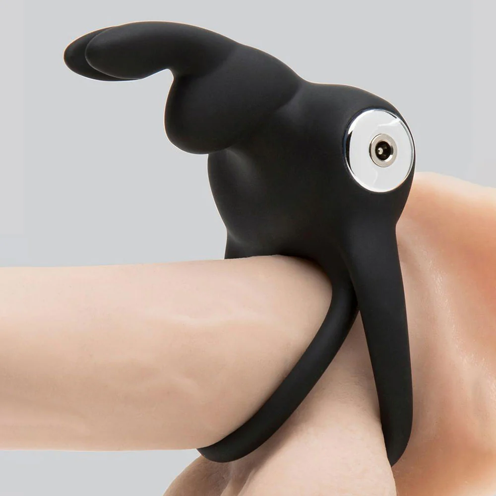 Happy Rabbit Couples Stimulating USB Rechargeable Rabbit Love Ring Black - Image 2