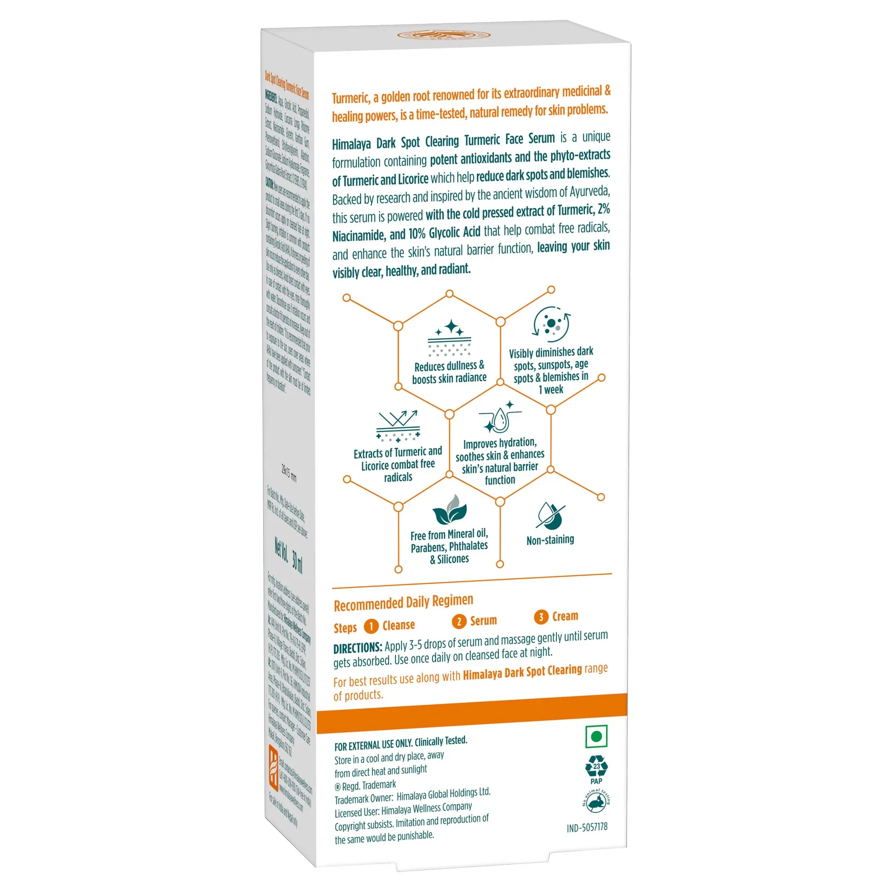 Himalaya Dark Spot Clearing Turmeric Face Serum 10% Glycolic Acid 30ml - Image 7
