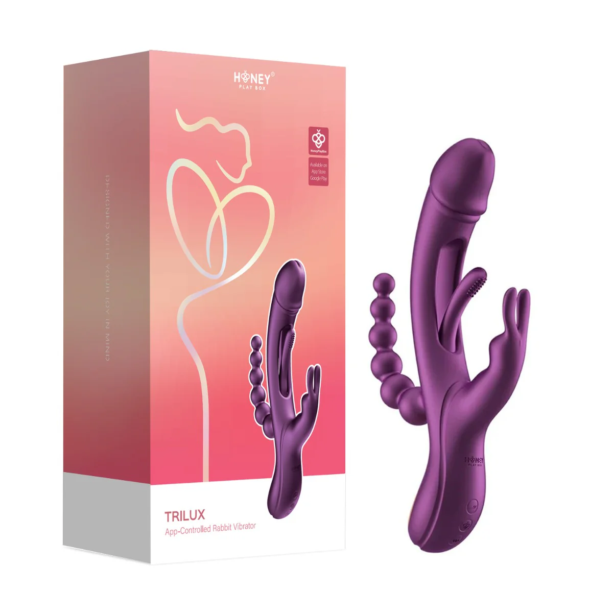 Honey Play Box - Trilux - Kinky Finger Rabbit Vibrator with Anal Beads - Image 4