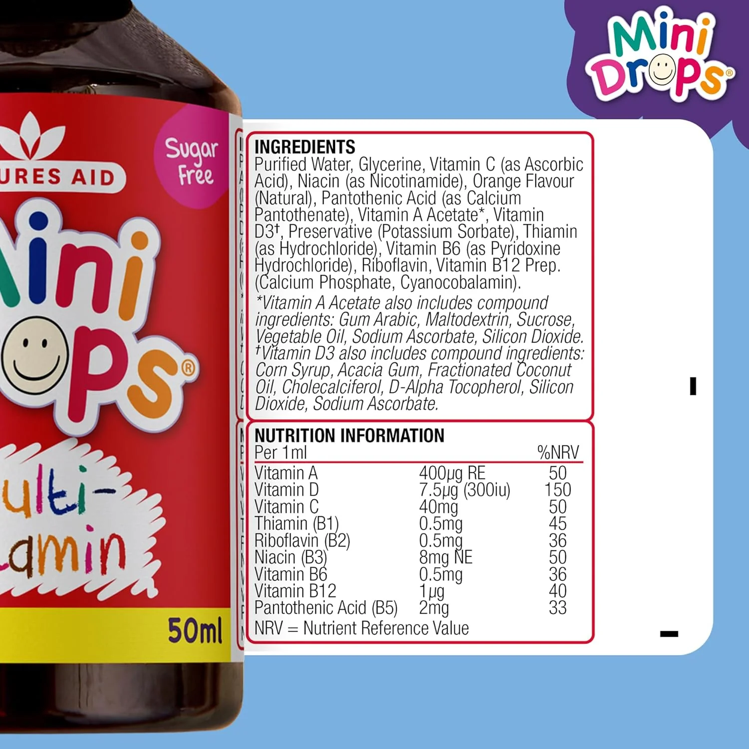 Natures Aid Children's Multi-vitamin Mini Drops 50ml - Image 2