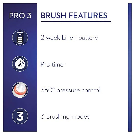 Oral-B Pro 3 3500 - Smart Pressure Sensor - Pink Edition Electric Toothbrush - Image 2