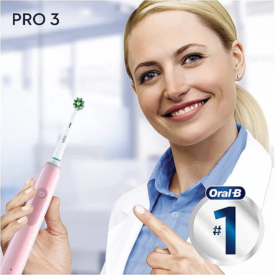 Oral-B Pro 3 3900 Duo - Smart Pressure Sensor - Pack of Two Electric Toothbrushes Black & Pink - Image 2