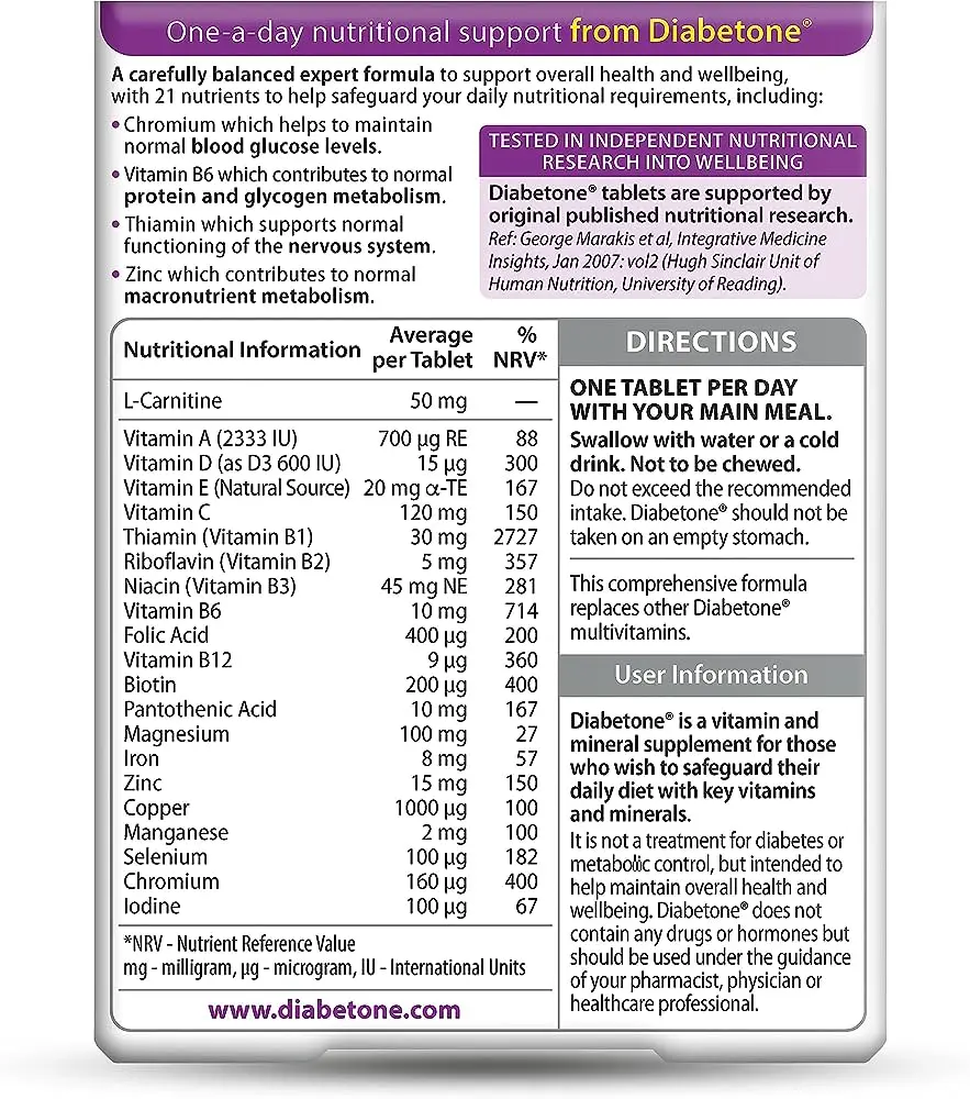 Vitabiotics Diabetone Original – 30 Tablets - Image 2