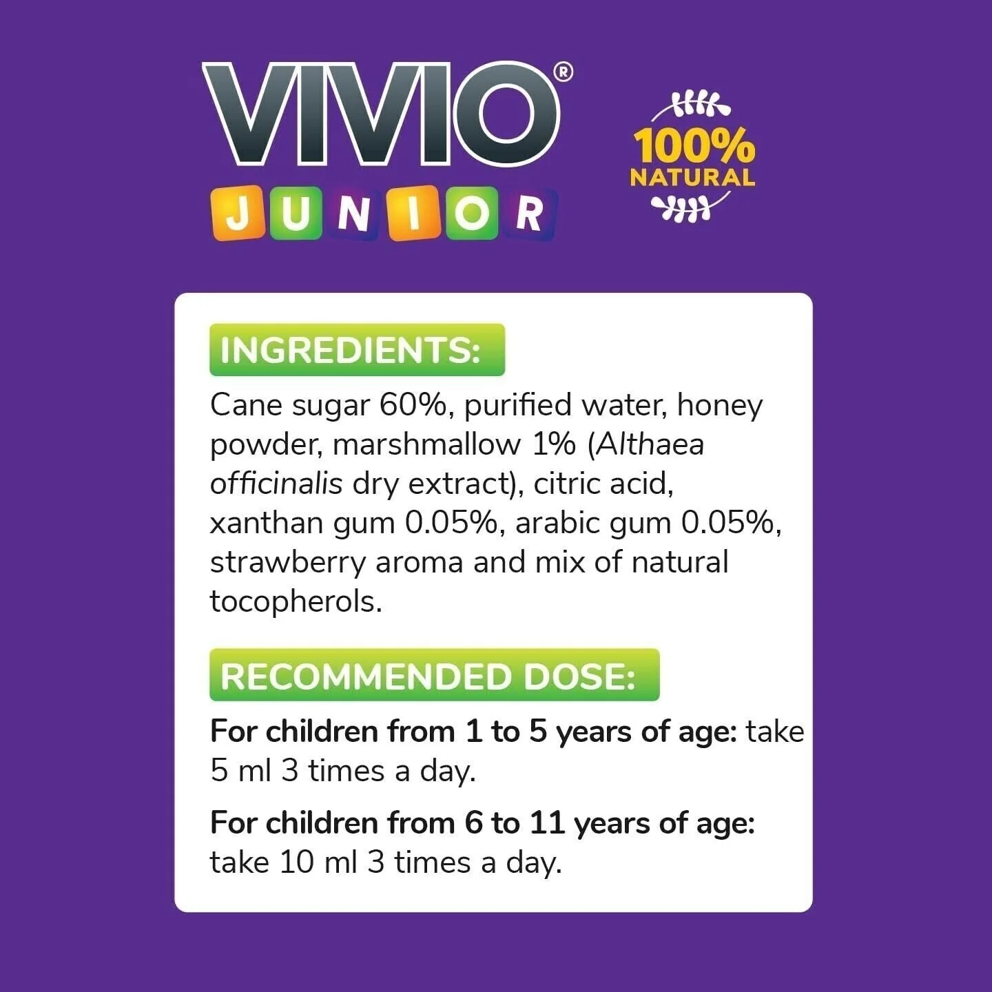 VIVIO Junior Cough Syrup Dry/Congested Cough - Image 2
